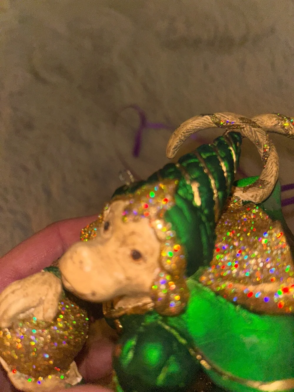 Vintage Mark Robert’s Green and Gold Fantasy Monkey Ornament